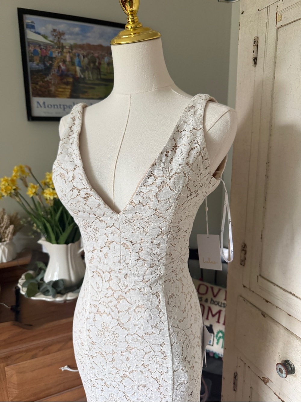 Lulu's Cream Lace Maxi Dress - Picture 9 of 10